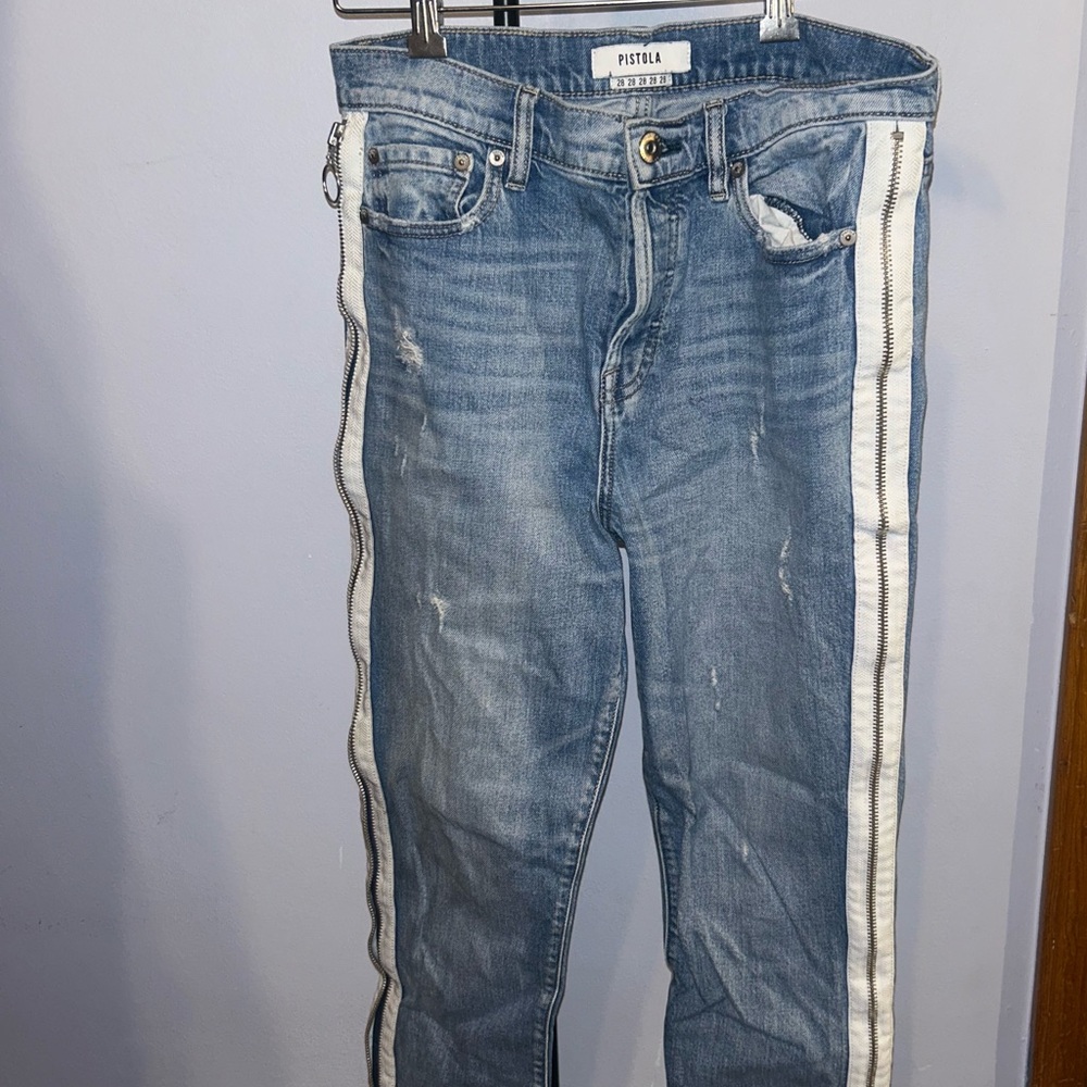 Pistola Blue Jeans with White Side Stripe